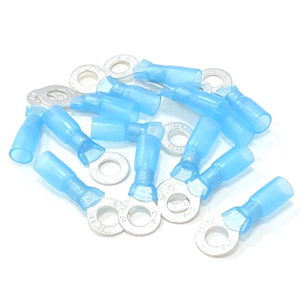 (image for) Blue Heat Shrink Ring Terminal - 6.4mm Eyelet